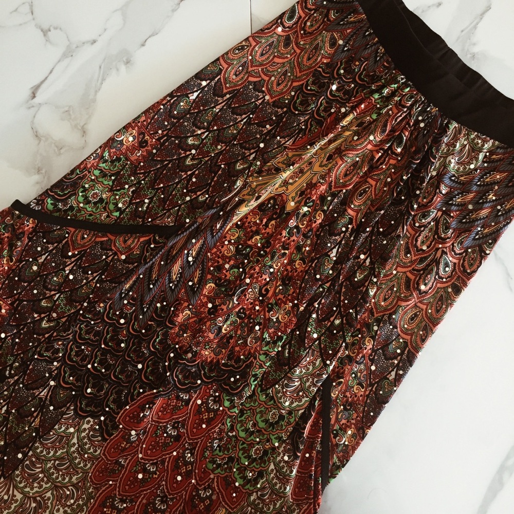 Unaluna Sequined Paisley Midi Skirt